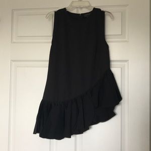 Sleeveless black asymmetrical top with detail